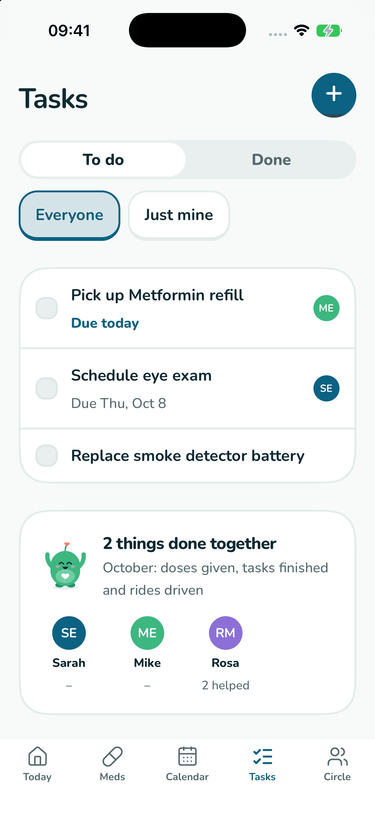 Shared family tasks and what everyone did this month